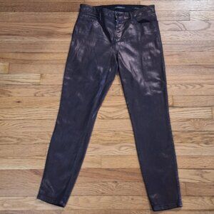 GUESS Metallic Sexy Curve Stretch Mid-Rise Skinny Jeans Burgundy Red Burbon